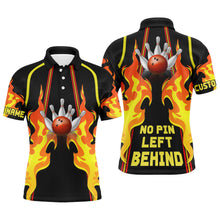 Load image into Gallery viewer, No Pin Left Behind Personalized Men Polo Bowling Shirt, Cool Flame Bowler Jersey NBP26