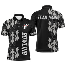 Load image into Gallery viewer, Personalized Men Polo Bowling Shirt, Custom Name Argyle Pattern Bowler Team Jersey NBP23