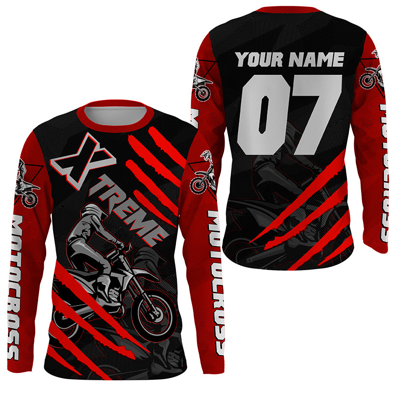 Custom Motocross Jersey UV Red Dirt Bike Off-Road Shirt Kid&Adult Long –  ChipteeAmz