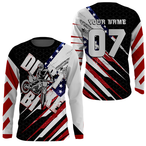 American Flag Personalized Dirt Bike Jersey UPF30+ Kid&Adult Motocross Racing Off-road Shirt NMS1154