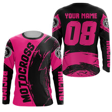 Load image into Gallery viewer, Personalized Motocross jersey pink youth girl UPF30+ MX racing dirt bike off-road long sleeves PDT229