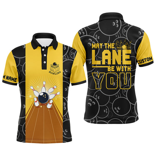 Personalized Men Polo Bowling Shirt, May The Lane Be with You Short Sleeves Bowlers Jersey NBP37