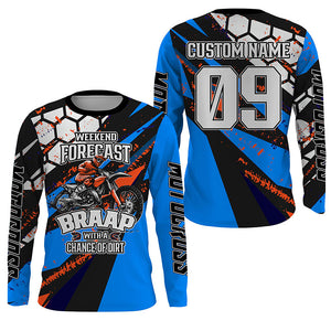 Weekend Forecast Brap Personalized Motocross Jersey UPF30+ Kid Adult Dirt Bike MX Racing Shirt NMS1138