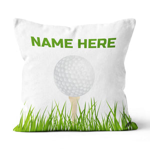 Green Golf Ball On Tee Personalized Pillow For Golfers Custom Golf Gifts LDT1215