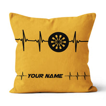 Load image into Gallery viewer, Yellow Dartboard Heartbeat Custom Throw Pillow Personalized Dart Gifts LDT1110