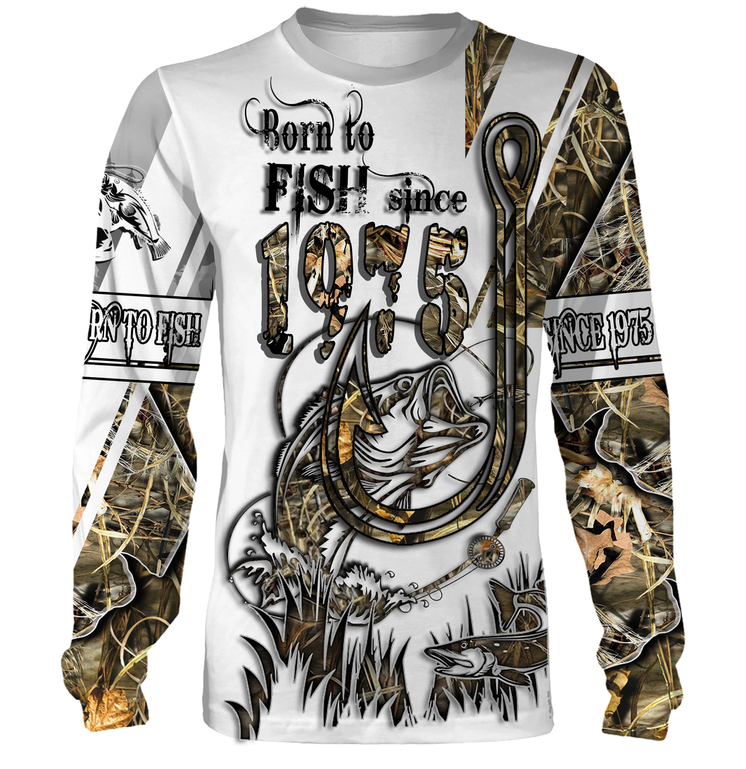 Born to fish custom year of birth full printing oversize shirts personalized gift