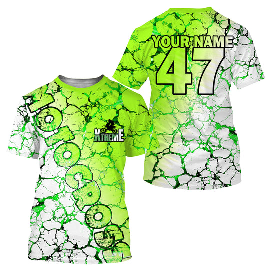 Motocross green neon custom MX jersey UPF30+ kid men women biker extreme dirt racing motorcycle PDT47
