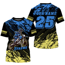 Load image into Gallery viewer, MX jersey custom blue Motocross for kid men women UPF30+ dirt bike racing shirt off-road racewear PDT101