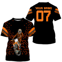 Load image into Gallery viewer, Adult kid personalized motocross jersey UPF30+ orange dirt bike racing off-road motorcycle riders NMS983