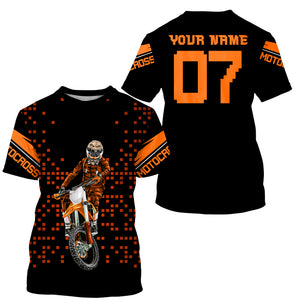 Adult kid personalized motocross jersey UPF30+ orange dirt bike racing off-road motorcycle riders NMS983