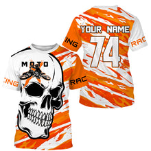 Load image into Gallery viewer, Skull MotoXjersey custom motocross UPF30+ adult kid orange dirt bike racing motorcycle racewear NMS995