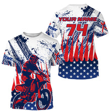 Load image into Gallery viewer, Motocross custom MX jersey kid women men UV protective American flag shirt dirt bike racewear PDT73