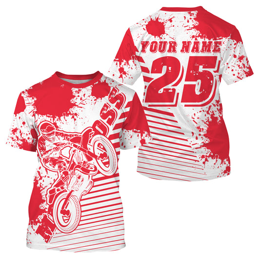 Kids men women jersey for MX custom UPF30+ red off-road Motocross racing shirt dirt bike racewear PDT107