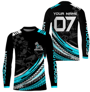 Xtreme blue dirt bike for adult kid youth custom MX jersey UV protective motorcycle riding shirt PDT77