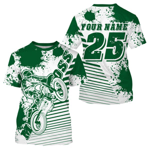 Kids men women jersey for dirt bike custom UPF30+ green off-road Motocross racing shirt racewear PDT106