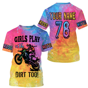 Women girls custom motocross jersey Girls Play in The Dirt Too UPF30+ dirt bike racing off-road NMS967