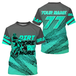 Kid adult custom motocross jersey turquoise blue UPF30+ dirt bike MX racing Dirt More Ride More NMS977