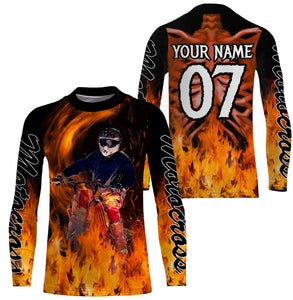 Personalized UPF30+ Motocross jersey racing biker orange adult&kid skeleton MX off-road motorcycle PDT27
