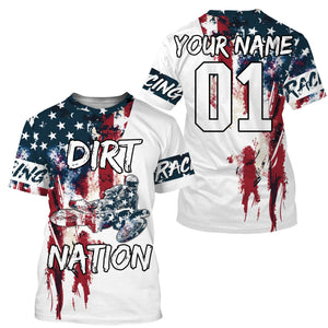 Patriotic motocross jersey Dirt Nation UPF30+ custom American flag adult&kid MX racing motorcycle NMS960