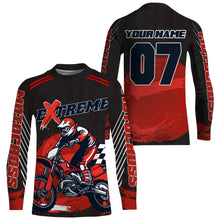 Load image into Gallery viewer, Personalized red UPF30+ Motocross riding jersey extreme MX racing dirt bike off-road motorcycle  PDT40