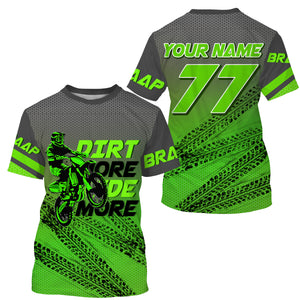 Kid adult custom motocross jersey green UPF30+ dirt bike MX racing Dirt More Ride More off-road NMS976