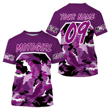 Load image into Gallery viewer, Motogirl purple camo custom motocross jersey UPF30+ girls women dirt bike Powersports long sleeves NMS1038