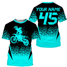 Load image into Gallery viewer, Turquoise MX racing jersey personalized motocross UPF30+ adult&amp;kid dirt bike off-road motorcycle| NMS876