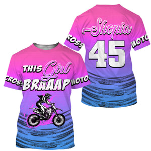 This Girl Brap custom motocross jersey for women girls UPF30+ pink dirt bike off-road motorcycle NMS965