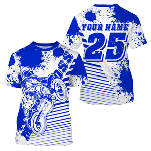 Kids men women jersey for dirt bike custom UPF30+ blue off-road Motocross racing shirt racewear PDT105