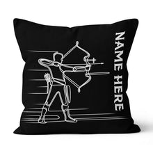 Load image into Gallery viewer, Personalized Men Archer Line Drawing Black Pillow, Archery Pillow Gifts TDM0858
