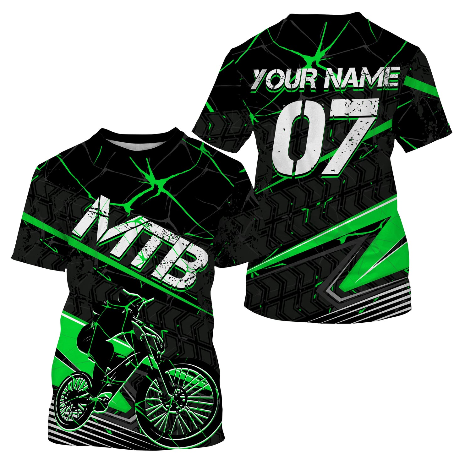 Personalized green MTB jersey UPF30+ adult kid mountain biking shirts Enduro cycling racewear| SLC49