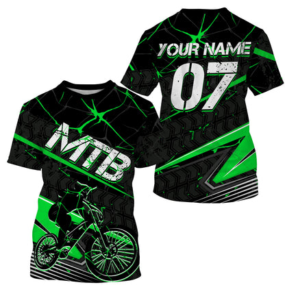 Personalized green MTB jersey UPF30+ adult kid mountain biking shirts Enduro cycling racewear| SLC49
