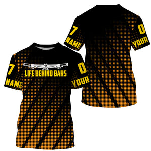 Life behind bars Mountain bike jersey Custom UPF30+ adult kid MTB jersey Yellow cycling shirt| SLC39