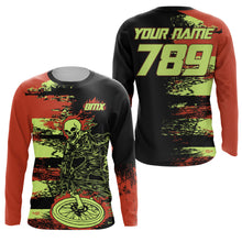 Load image into Gallery viewer, Orange BMX racing jersey Personalized UPF30+ Skull off-road bike shirts Adult kid cycling clothes| SLC33