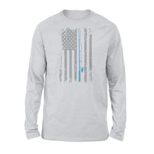 Load image into Gallery viewer, American flag fishing shirt vintage fishing - Standard Long Sleeve