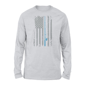 American flag fishing shirt vintage fishing - Standard Long Sleeve