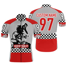 Load image into Gallery viewer, Ride life Custom Red mens cycling jersey MTB racing gear checkered flag bike shirt with pockets| SLC19