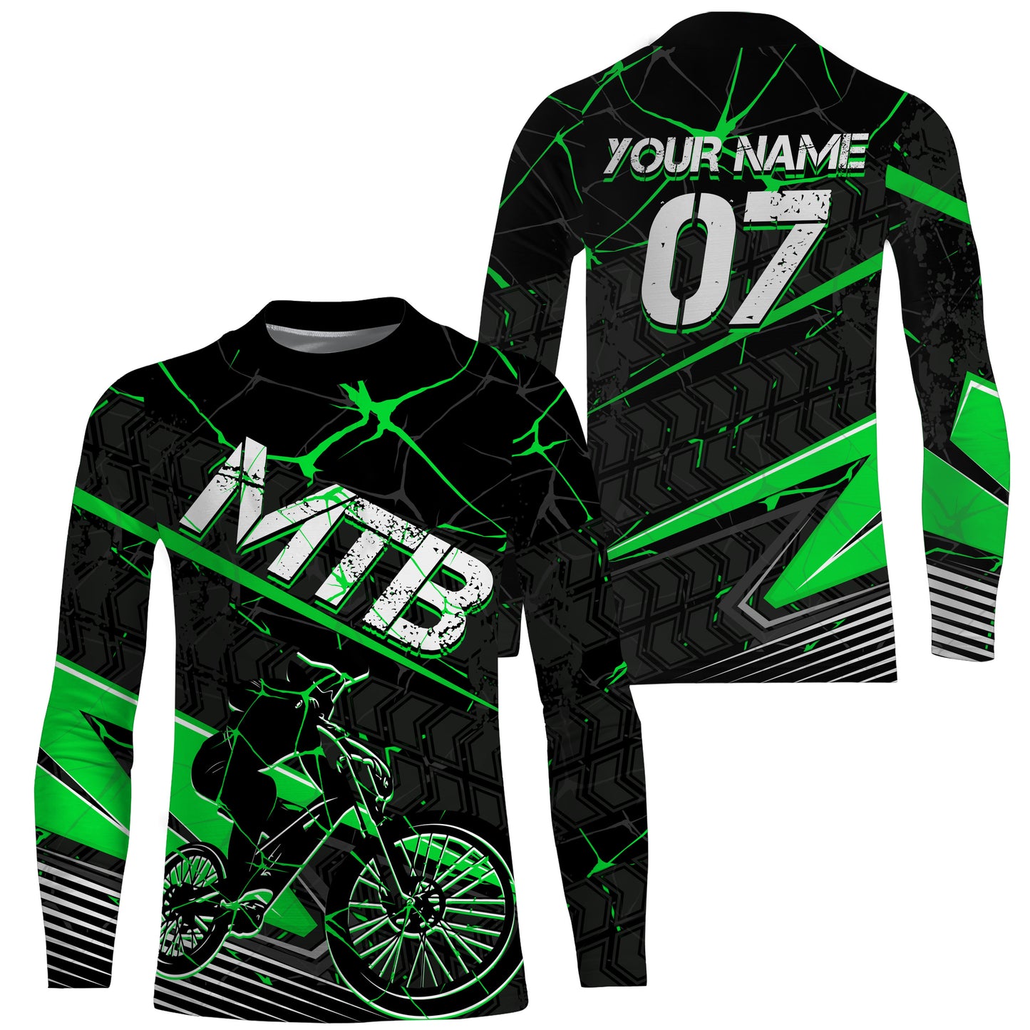 Personalized green MTB jersey UPF30+ adult kid mountain biking shirts Enduro cycling racewear| SLC49