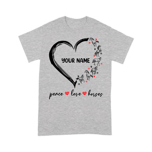 Peace love horses tattoo customized name horse shirt for girl, horse shirts D06 NQS2908 - Standard T-Shirt