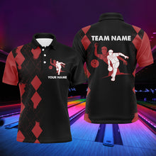 Load image into Gallery viewer, Men Polo Bowling Shirt Personalized Name, Red&amp;Black Bowler Team Jersey for Bowling Lovers NBP22