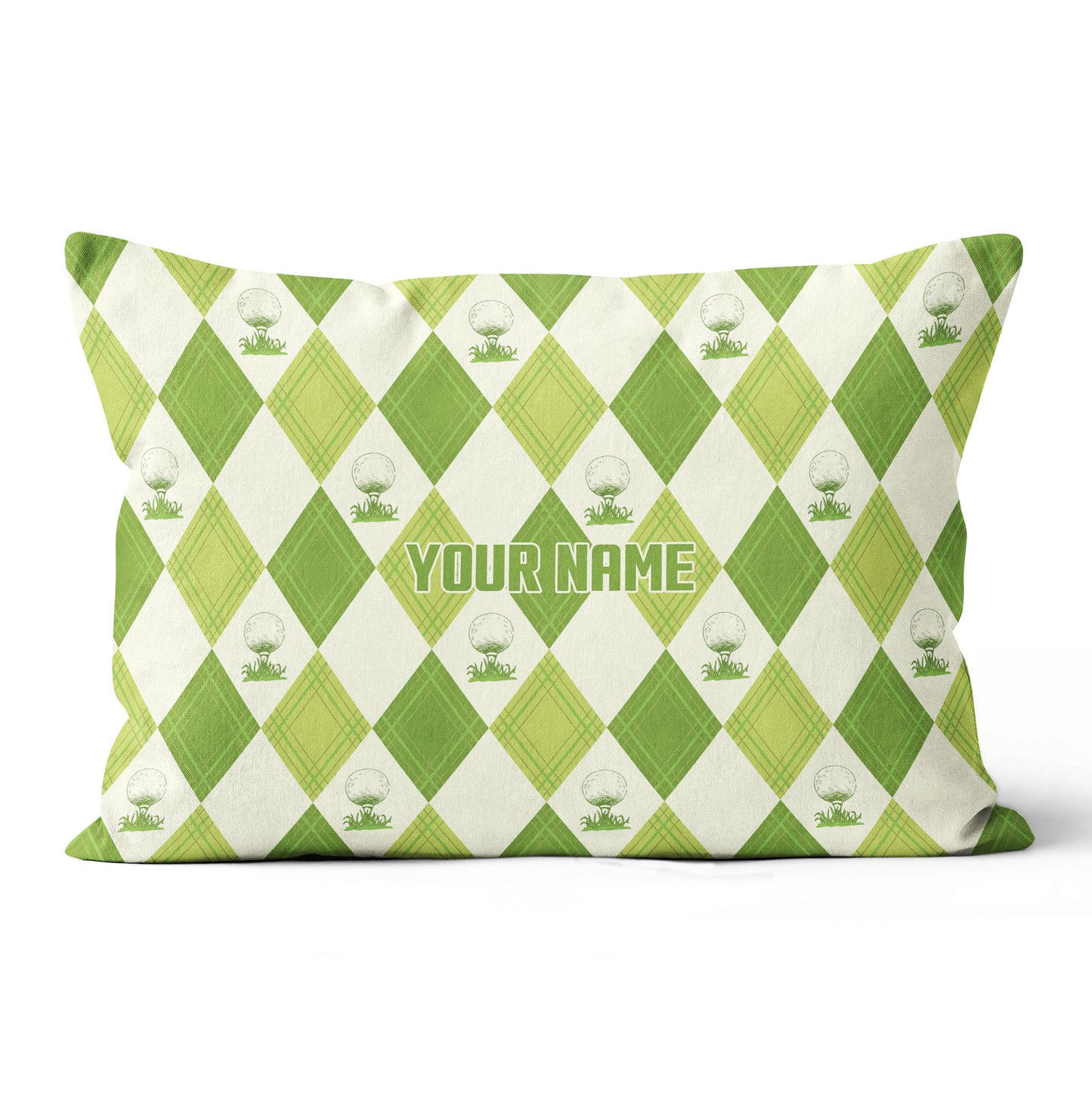 Green Argyle Pattern Golf Ball Custom Pillow Personalized Golfer Gifts LDT1096