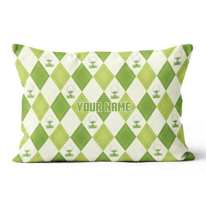 Green Argyle Pattern Golf Ball Custom Pillow Personalized Golfer Gifts LDT1096