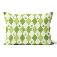 Load image into Gallery viewer, Green Argyle Pattern Golf Ball Custom Pillow Personalized Golfer Gifts LDT1096