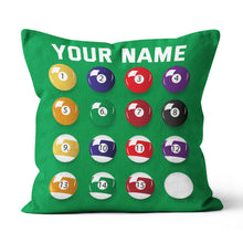 Load image into Gallery viewer, Personalized Billiard Balls Pillow Custom Throw Pillow Top Billiard Gift VHM0890