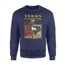 Load image into Gallery viewer, Texas deer hunting personalized gift custom name - Standard Crew Neck Sweatshirt
