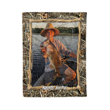 Load image into Gallery viewer, Custom fishing image camo Blanket, gift for fisherman, personalized fishing blanket D03 NQS3199