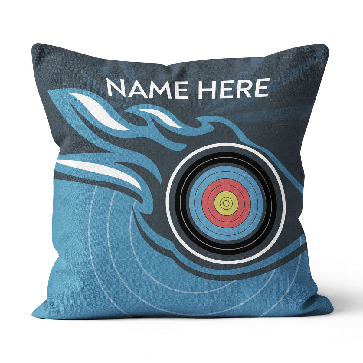Personalized Blue Archery Target Pillow Custom Name Archery Throw Pillow TDM0845