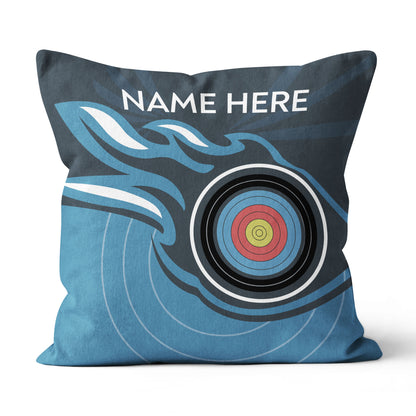 Personalized Blue Archery Target Pillow Custom Name Archery Throw Pillow TDM0845