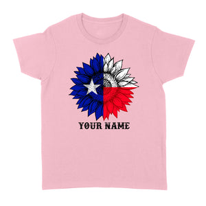 Texas flag sunflower customized name patriot Texas state flag Women's T-shirt D03 NQS2495