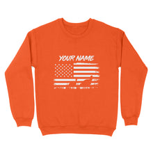 Load image into Gallery viewer, Customize name Turkey hunting American flag patriotic hunting shirt D08 NQS2206 - Standard Crew Neck Sweatshirt